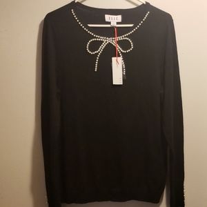 Elle pearl bow sweater